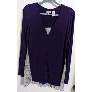 LOGO‎ Lori Goldstein Women's Small Purple Cardigan